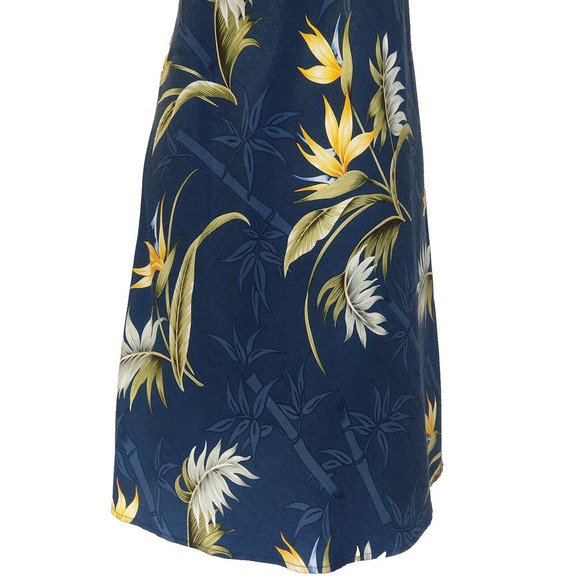 Paradise Found Hawaiian Print Dress Size L Short Sleeve Blue Vintage Rayon Shift - Picture 3 of 6